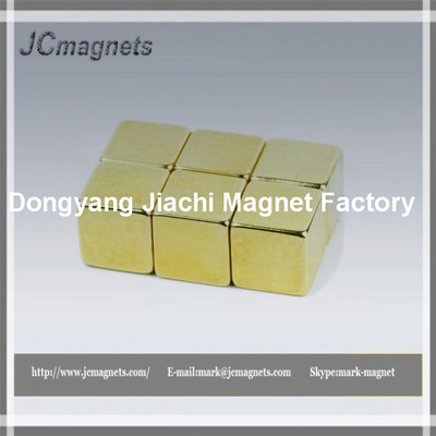 China Square Block Permanent Neodymium NdFeB Magnets with golden for sale supplier