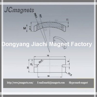 China Ceramic magnetFerrite Arc-segment magnet with two groove on the two side supplier